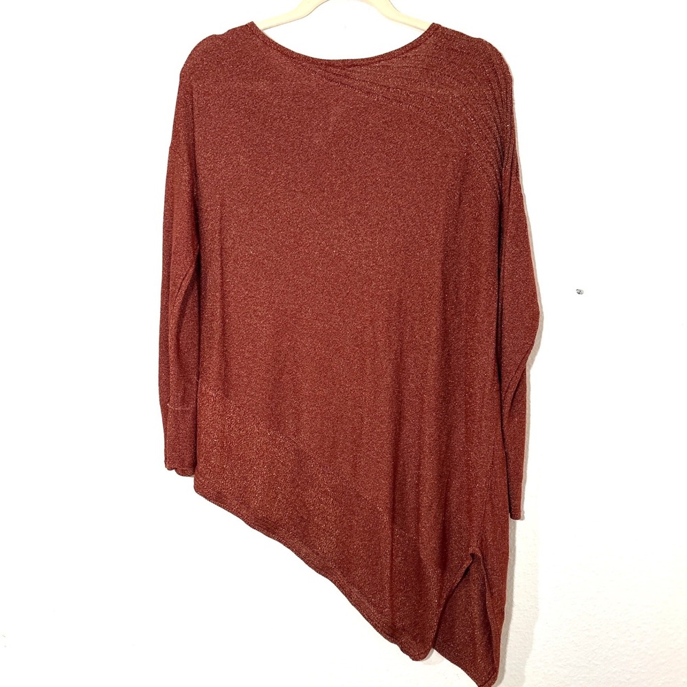 Chicos Copper Bronze Sparkle Asymmetrical Gold Shimmer Women Lagenlook Sz 2 L 12